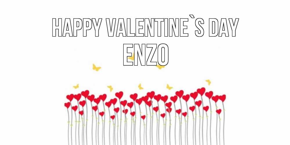 Greetings card с именем, Enzo Happy Valentine`s Day шары много на палочках Greetings with text for free download 